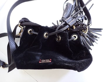 Francis Valentine Drawstring Black Velvet Bag