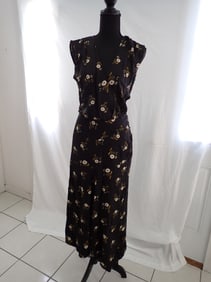 Veronica Beard Silk and Rayon Long black floral dress Size 2