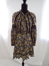 Veronica Beard Silk Blue with Yellow Floral design Size 2
