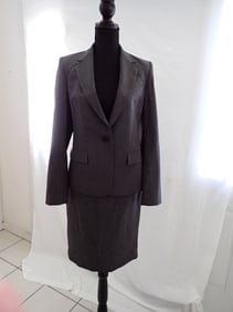 Theory Womens 2 piece Wool suit Grey Size 4 & sleeveless silk top Size M