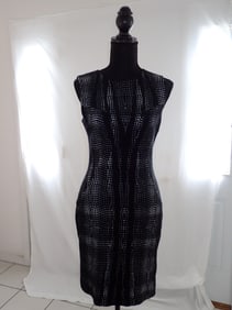 Diane von Furstenberg Black White Wool Acrylic Blend Knit Dress Size 4