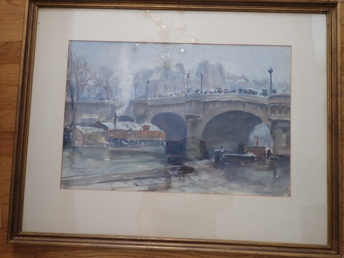 John Whorf Canal Watercolor Signed: This item is available for in person inspection on October 12th from 10:00 AM to 2:00 PM at the Hilton Garden Inn in Marlborough, MA. Please email info@centralmassauctions.com for details. Frame: 29 1