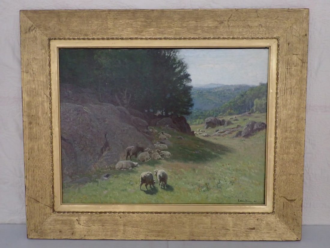 John Joseph Enneking 1841-1916 Grazing Sheep 1891 O/C (1 of 17)