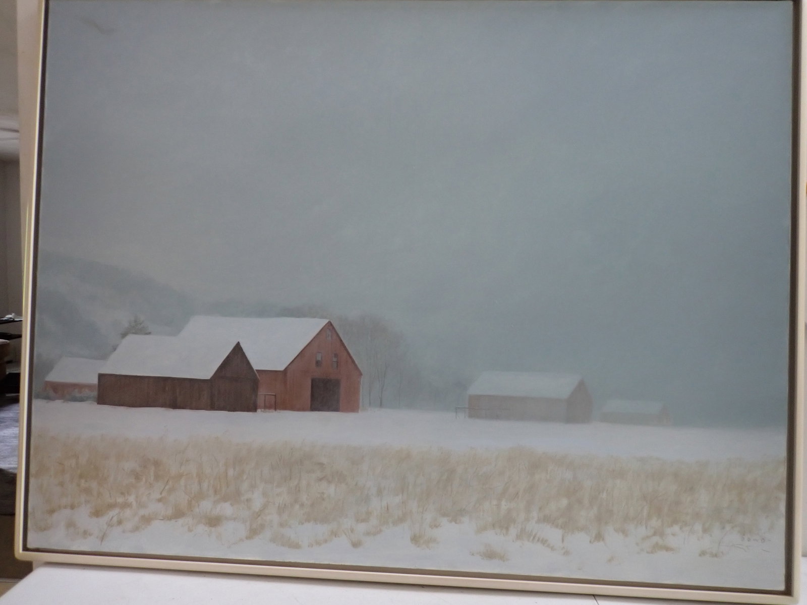 Dowd - Winter Farm Scene Oil on Canvas Painting (1 of 8)