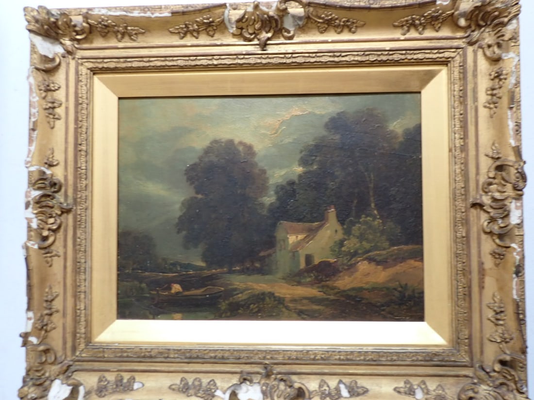 William J. Muller Cottage with Man in Rowboat Painting (1 of 13)