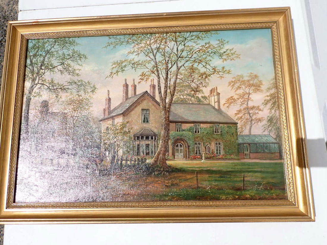 Robert Dunington 1912 O/C Country Home w/Horse Cart (1 of 8)