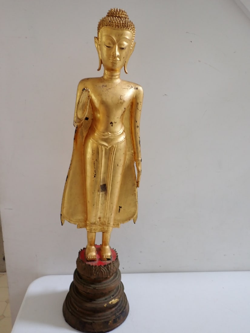 Antique Tibetan Gold Leaf Buddha Metal Statue (1 of 20)