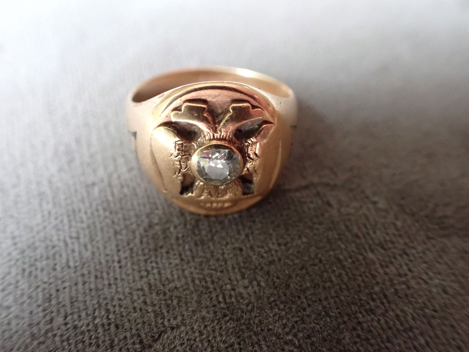14K Gold and Diamond Double Eagle Ring (1 of 5)