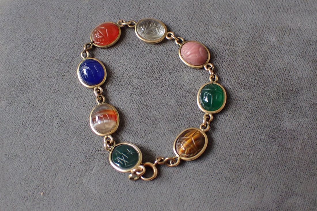 14K Scarab Bracelet with Genuine Stones (1 of 11)