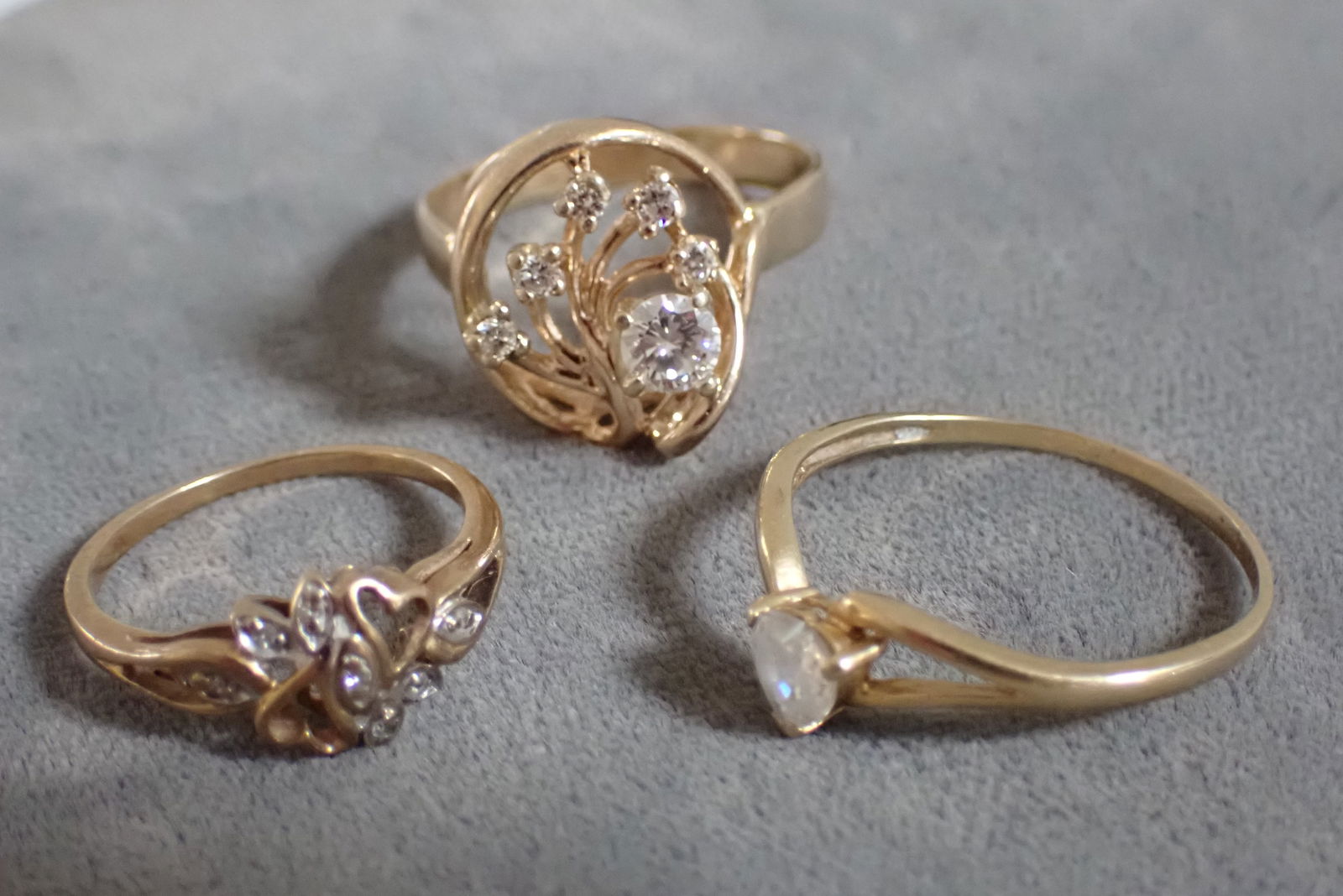 3 Rings: (2) 14K Gold Rings & (1) 10K Ring with Cubic Zirconias (1 of 9)