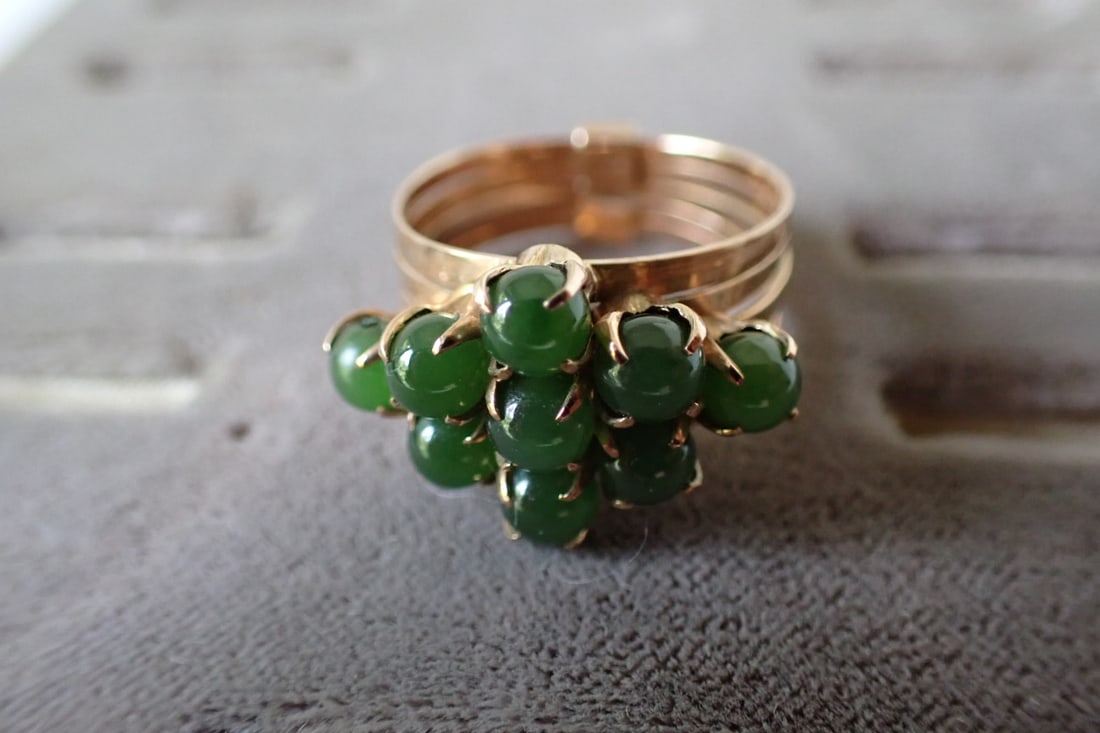 14K & Jade Ring with 9 Jade stones (1 of 5)