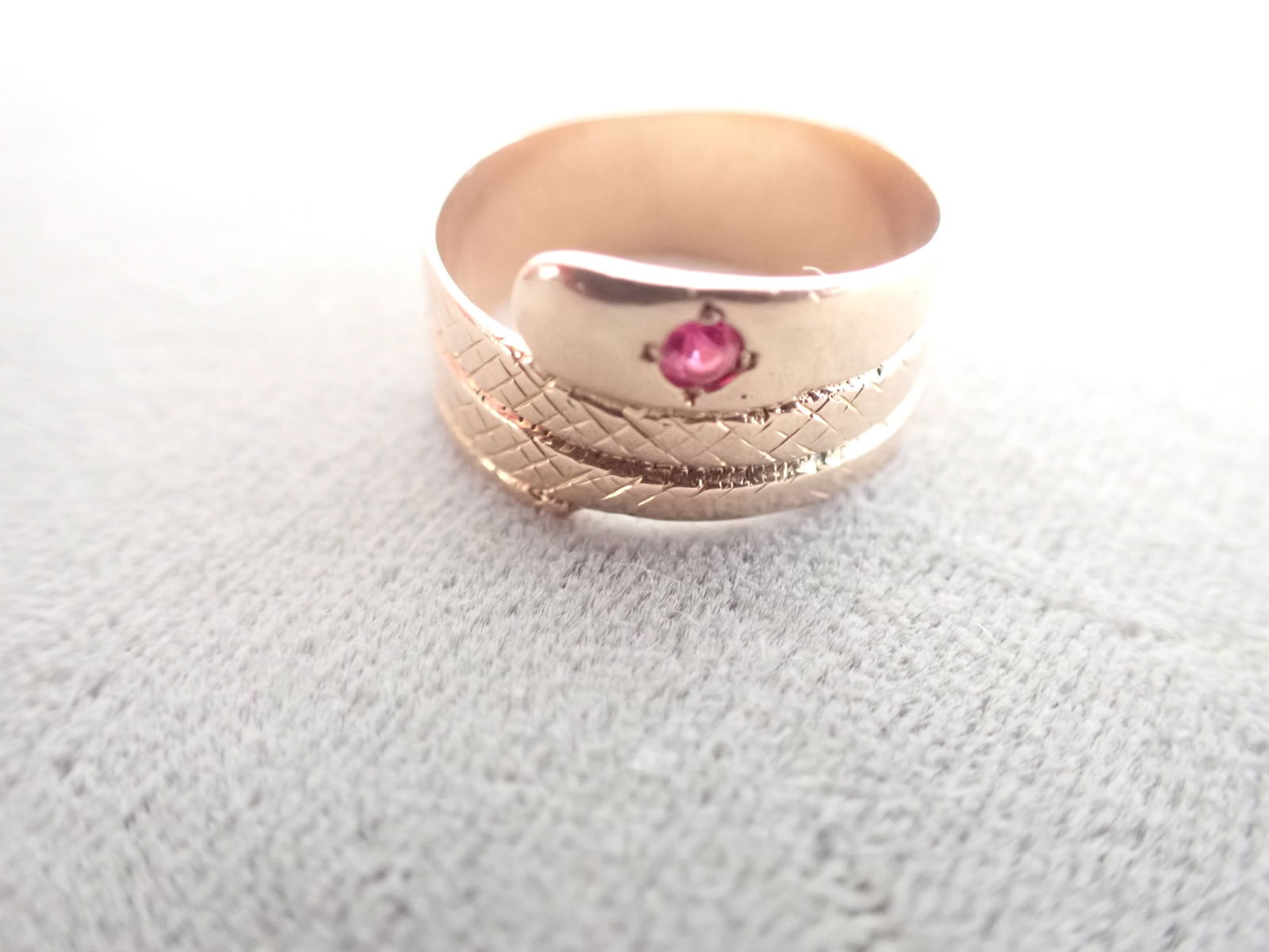 14K Gold and Ruby Ring - Snake with Ruby Colored Eye (1 of 3)