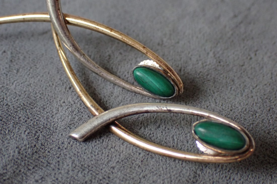 14K & Sterling w/Marcasite Stone Earrings: 2" Long