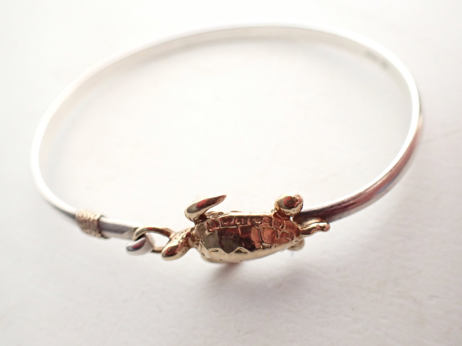 Sterling Silver Cuff with 14K Turtle: Sterling Silver Cuff with 14K Turtle