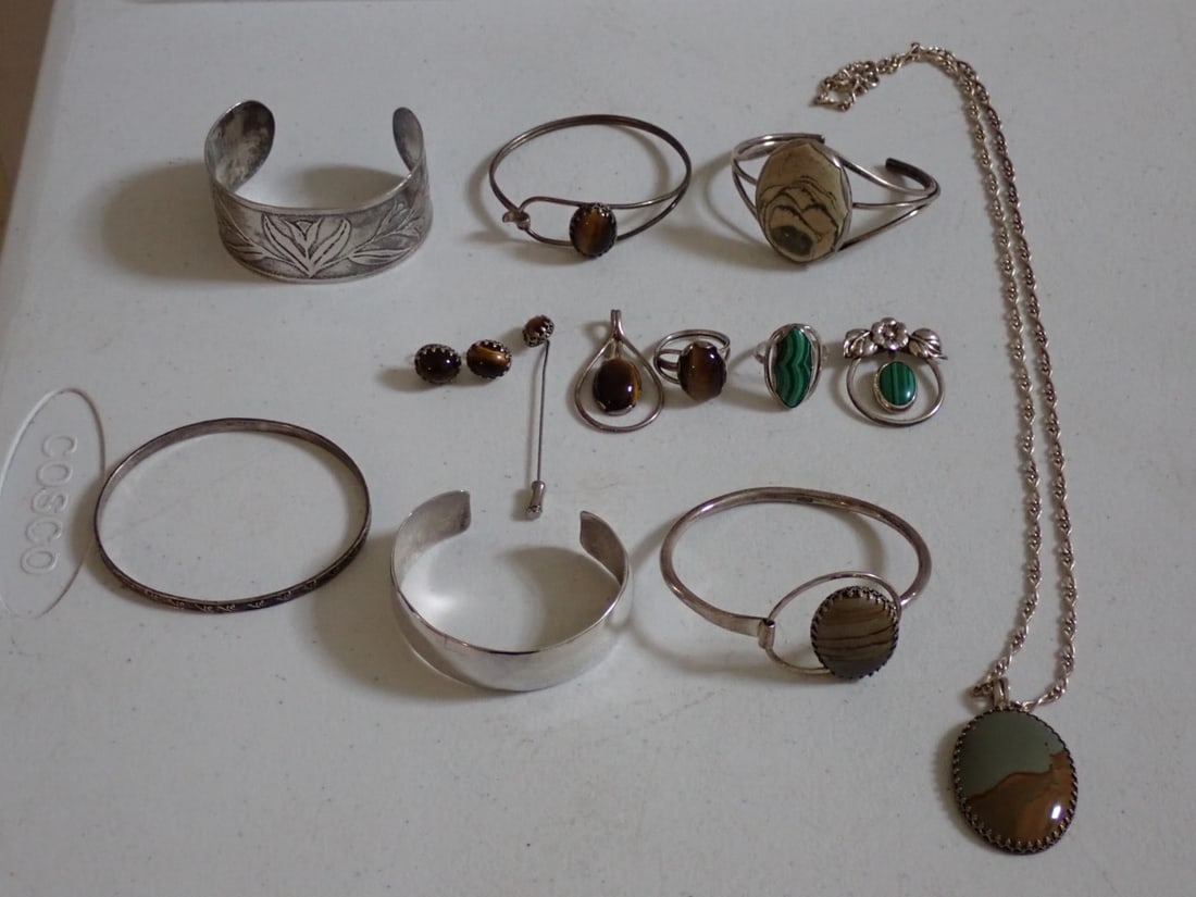 Sterling Silver Bracelets, Tiger Eye Set & Other Sets (1 of 14)