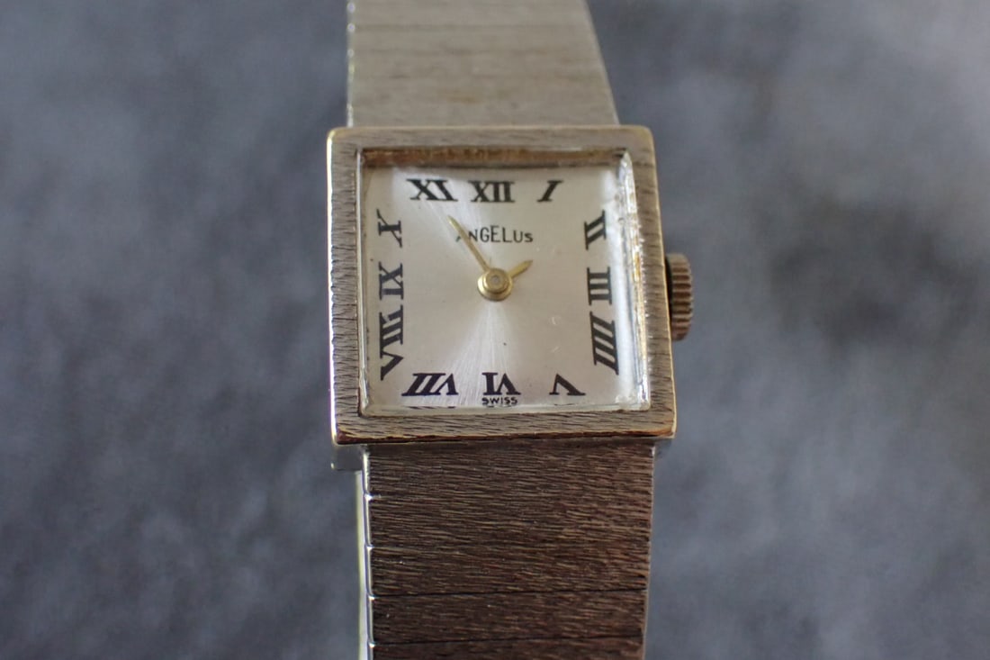 14K White Gold Angelus Woman's Wristwatch Works (1 of 8)