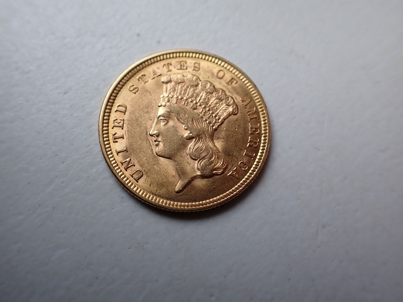 1854 "Indian Princess" Gold 3 Dollar Coin (1 of 2)