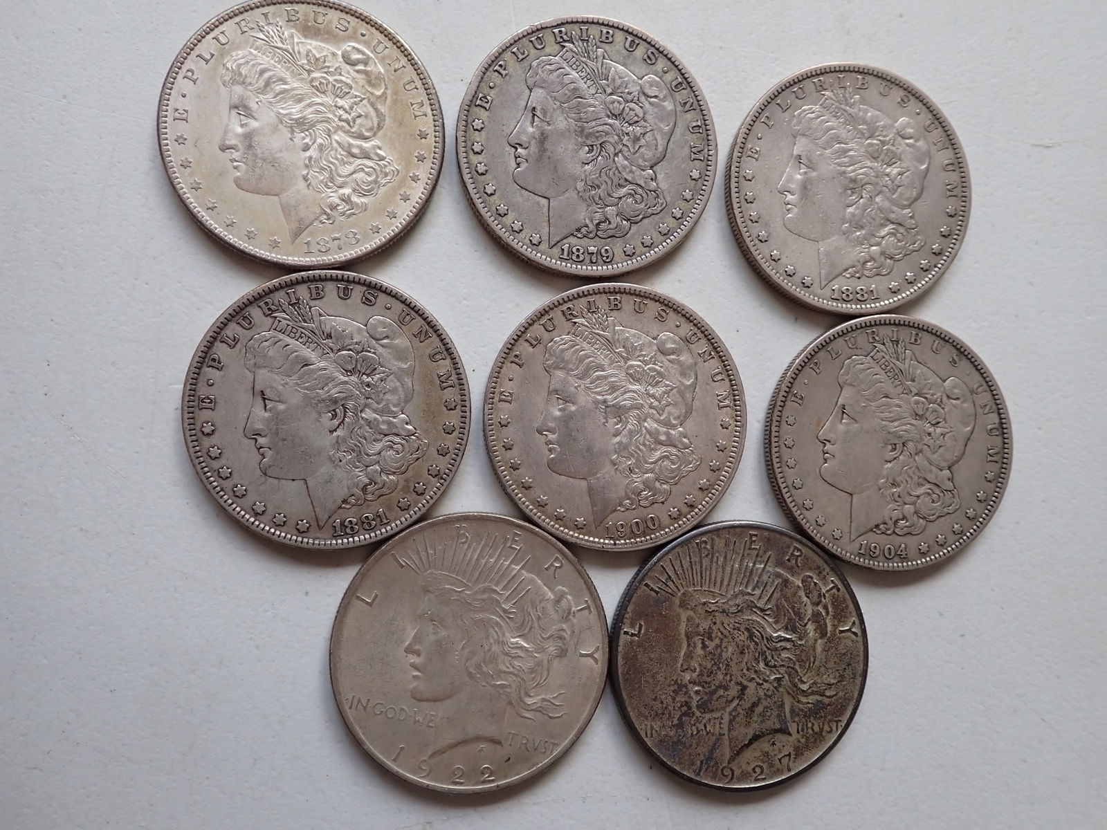 6 Morgan Silver Dollars and 2 Peace Dollars (1 of 20)