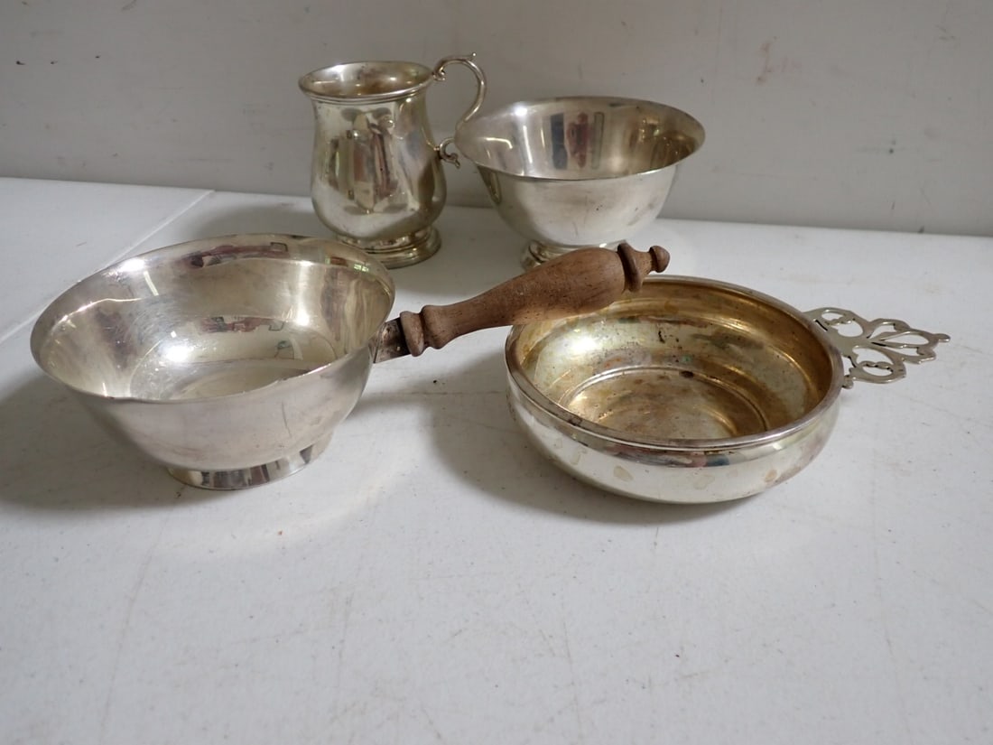 Sterling Porringer, Wood Handled Bowl, etc. (1 of 10)