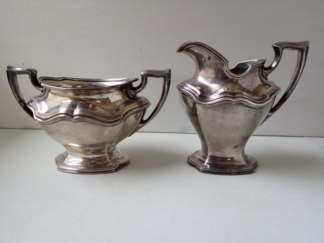 Sterling Silver Heavy Creamer and Sugar Set Reed & Barton (1 of 8)