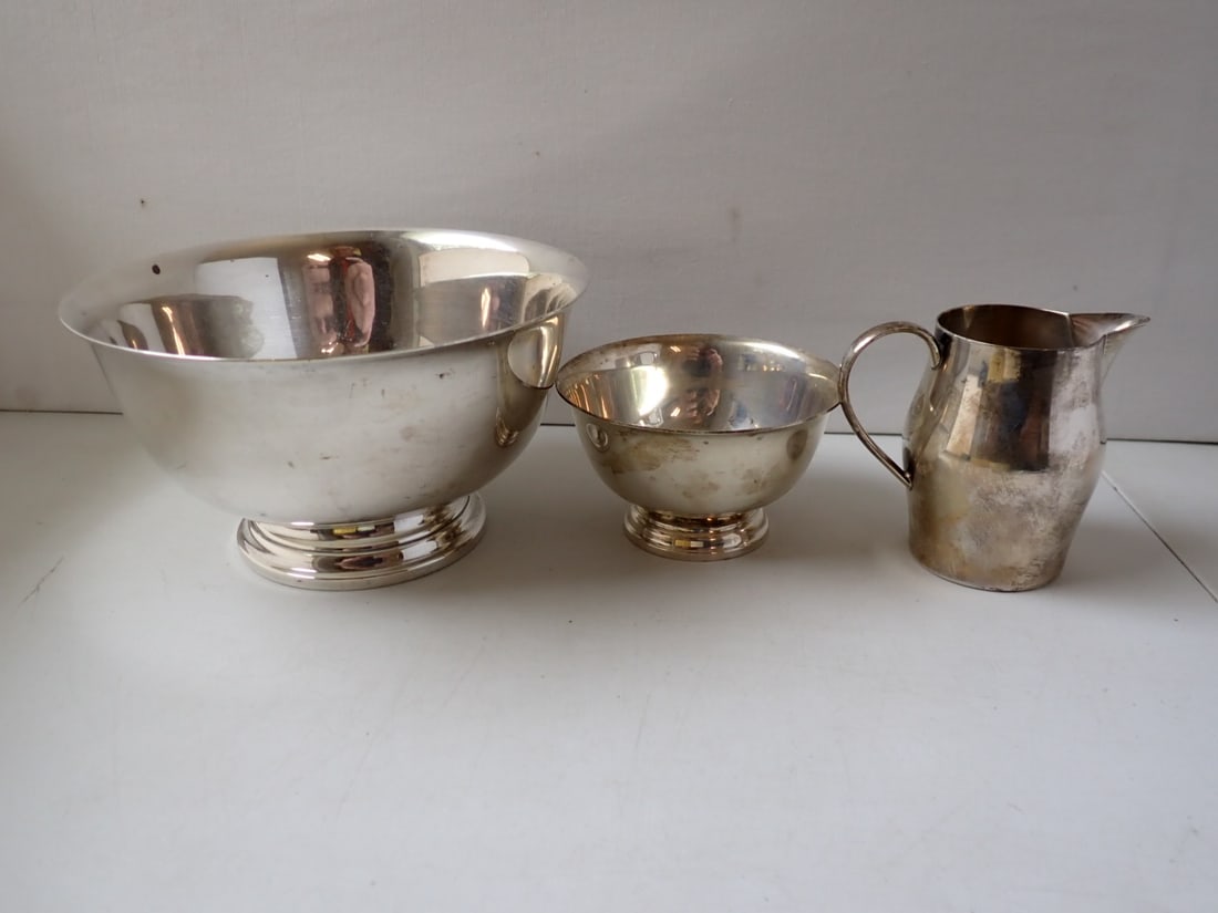 Sterling Silver Paul Revere Bowl and Sugar & Creamer (1 of 7)