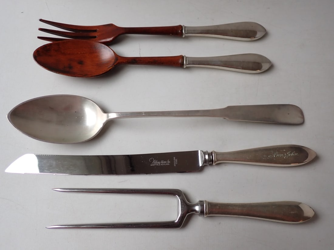 Sterling Silver Serving Spoon and Silver Handled Salad & Carving Sets (1 of 13)