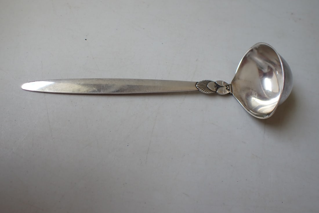 Sterling Silver Georg Jensen Cactus 6" Sauce Ladle: Marked Georg Jensen Sterling Denmark