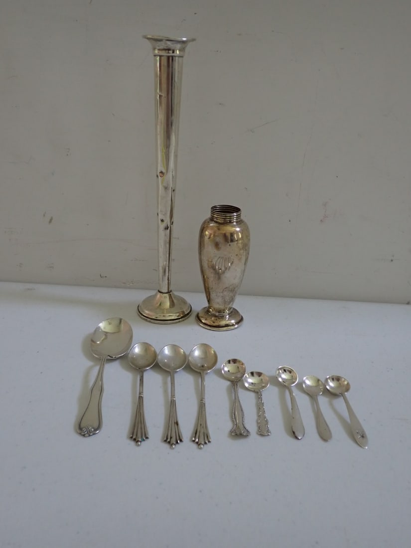 Sterling Bud Vase, Salt and Other Spoons (1 of 15)