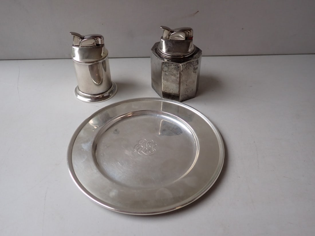 Tiffany Sterling Cigarette Lighters and Plate (1 of 12)