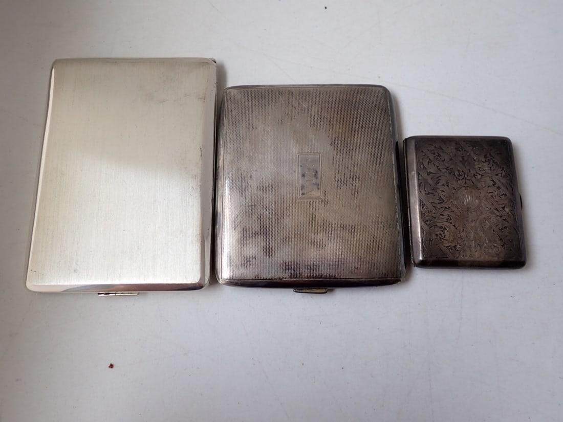 2 Sterling Cigarette Cases and 1 Match Case - 3 Pieces (1 of 12)