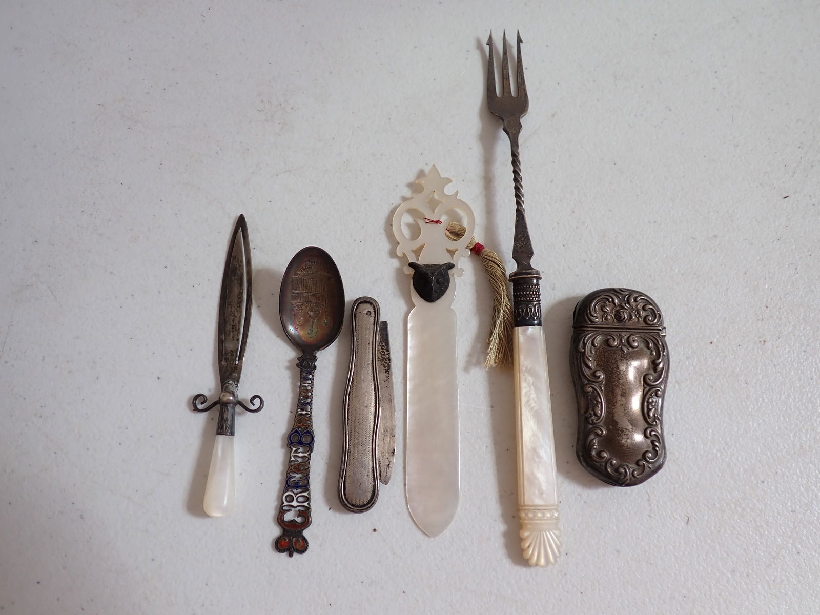 Sterling Silver match holder & misc. British Silver pieces (1 of 16)