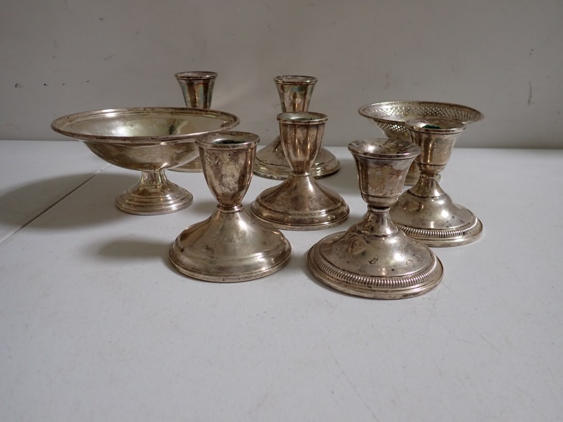 Sterling Silver Weighted Candle Holders and Compotes (1 of 12)