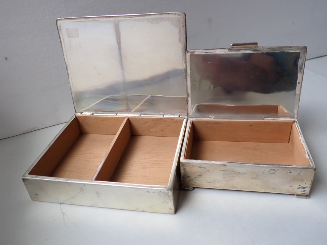 2 Mexican E. Alvarez Sterling Silver Wood Lined Trinket Boxes (1 of 8)