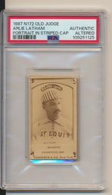 1887 N172 Arlie Latham PSA Authentic Old Judge Sports Card