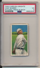 Chief Bender HOF - Pitching Trees in Back Carolina Brights T206