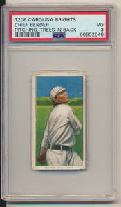 Chief Bender HOF - Pitching Trees in Back Carolina Brights T206