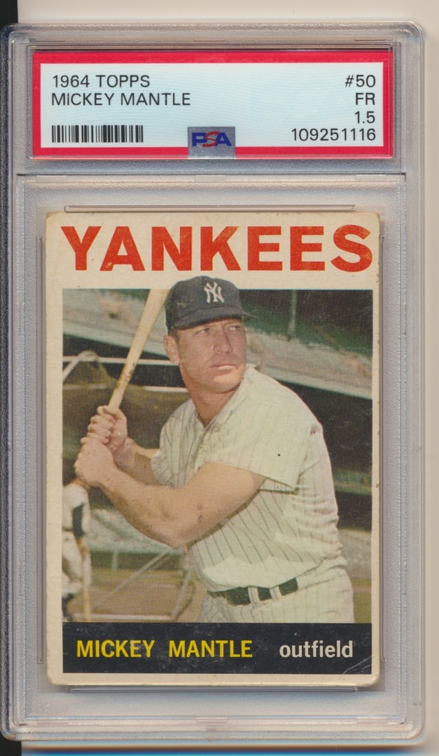1964 Topps Mickey Mantle # 50 PSA 1.5 Baseball Card (1 of 2)