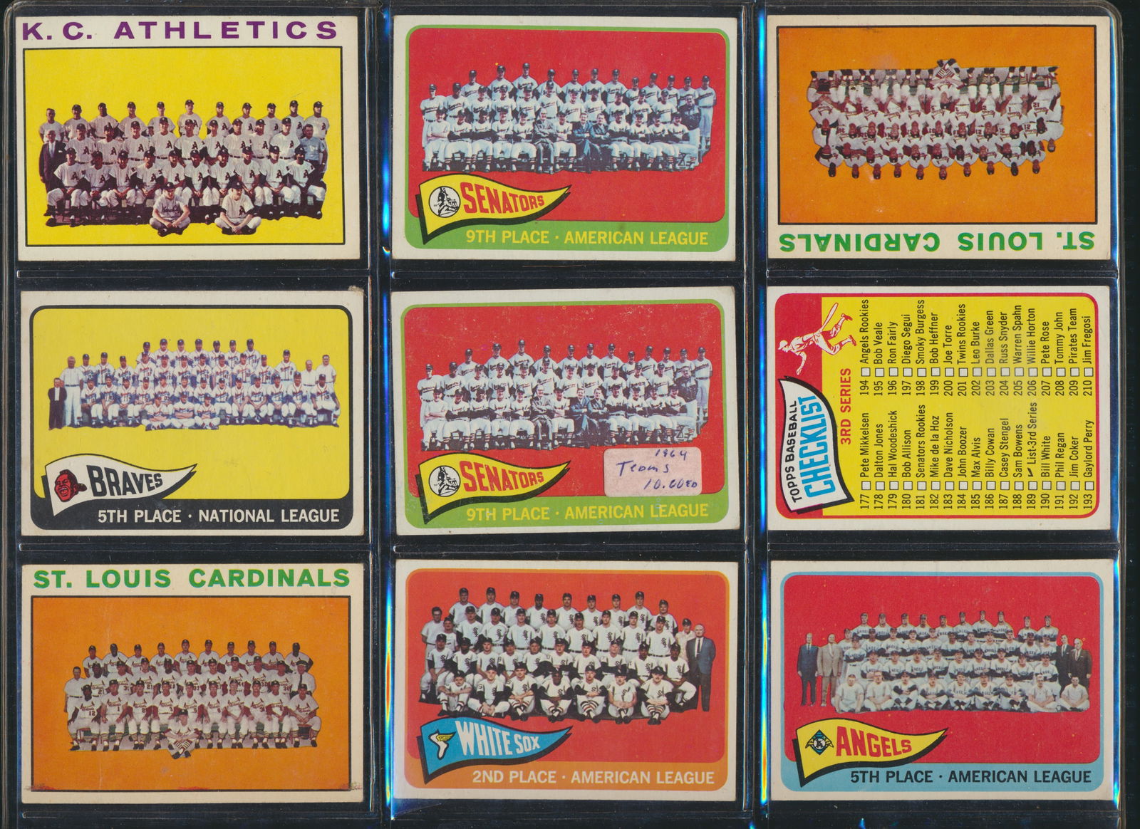 19 Topps 1963 Baseball Team Cards, (6) 1964 and checklist (1 of 6)