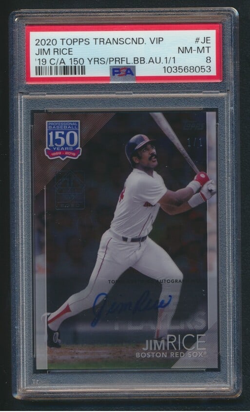 2020 Topps Transcendent VIP 1/1 Jim Rice Signature Card PSA 8 (1 of 2)