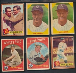 Babe Ruth, Lou Gehrig, Berra , and Whitey Ford Cards