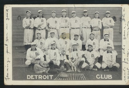 1907 Detroit Tigers HM Taylor Postcard with Young Ty Cobb