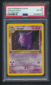 1999 Pokemon Fossil Gengar Holo 1st Edition PSA 6 #5