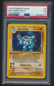 1999 Pokemon Game Machamp Holo 1st Edition PSA 5