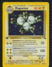 1999 Pokemon Fossil Magneton - Holo First Edition # 11