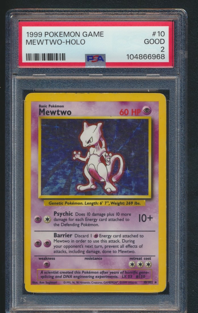 1999 Pokemon Game Mewtwo - Hologram PSA 2 Good #10: 10/102 Holo