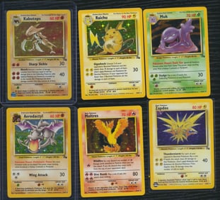 1999 Pokemon Fossil Holos 1, 9, 12, 13, 14, 15