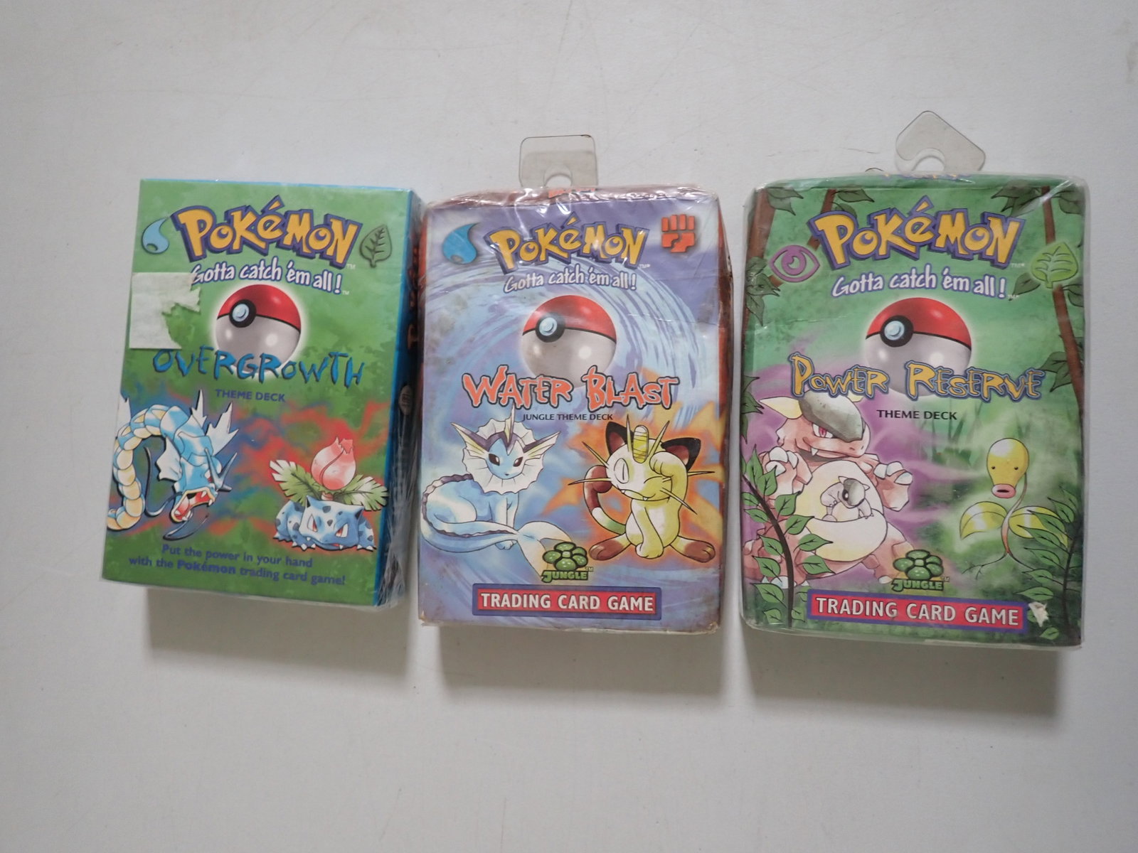 Pokemon Water Blast, Power Reserve, and Overgrowth: 3 Sealed Pokemon Games. Overgrowth in good condition. Water Blast and Power Reserve packages are indented at top of packages.