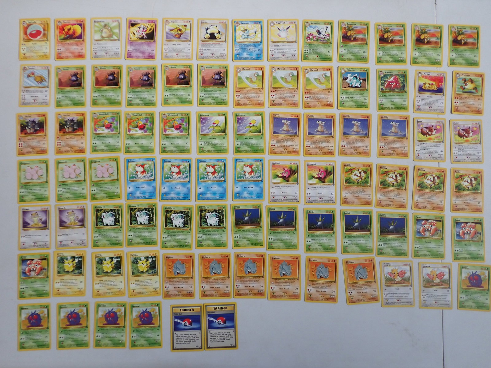 1999 Pokemon Jungle Non Holo Near Complete: 64/64 Set. Never played with. Same collector as graded cards