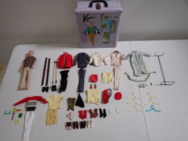 60's Ken Doll Flocked Hair, Clothing, Case & Accessories