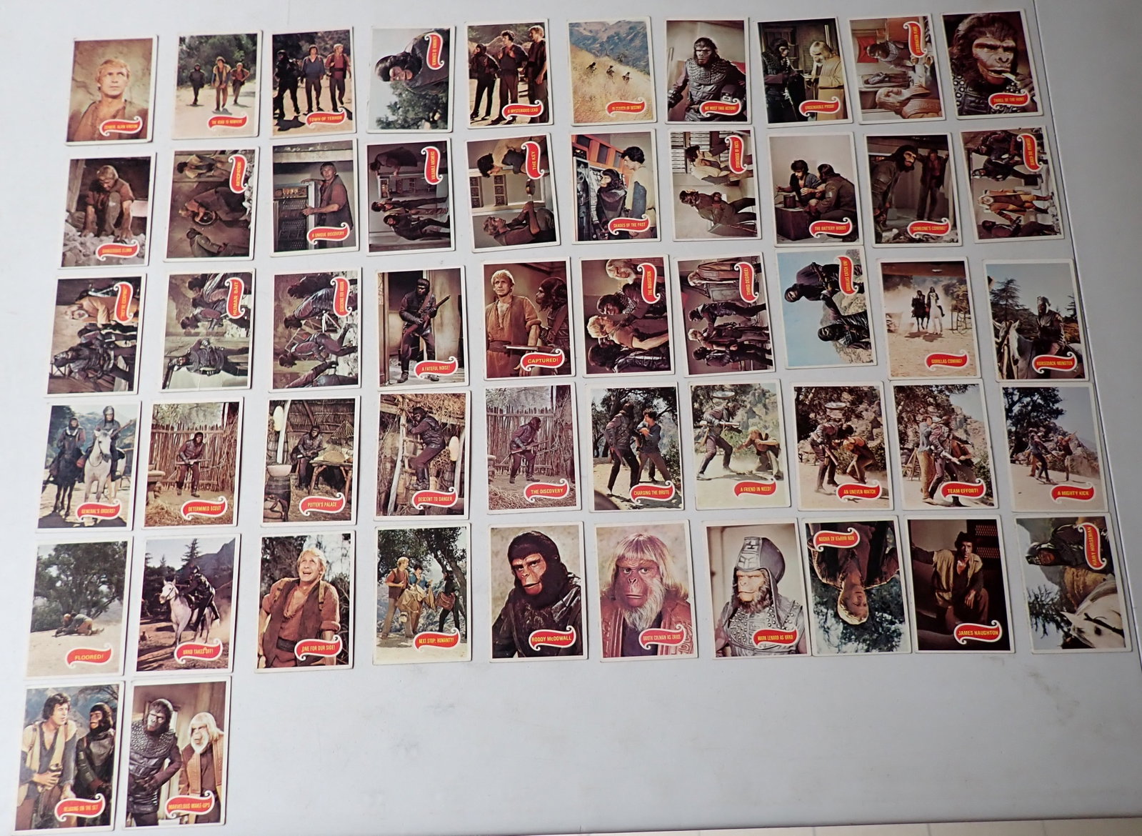 1967 Topps Planet of The Apes Trading - 131 Cards: Pictures show each of the following: 52 Cards, and 29 Cards with duplicates, Green Back Cards: 32 Cards and 18 Cards with duplicates. Some cards show wear most noticable on corners